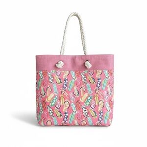 🌺 Flip-Flop Print Pink Beach Tote Bag